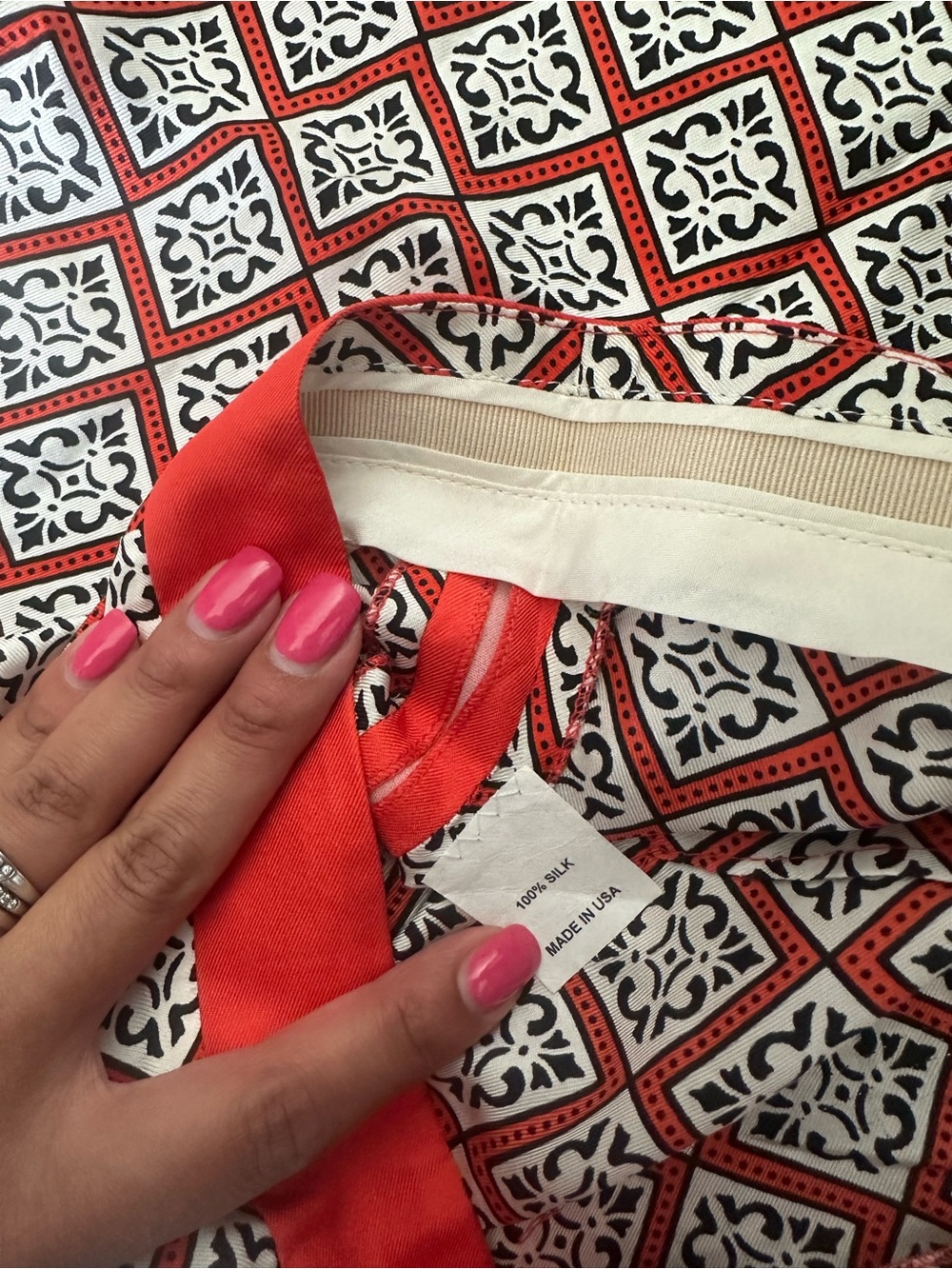 Robert Rodriguez Silk Pants (Orange/White) - Small - Picture 4 of 4